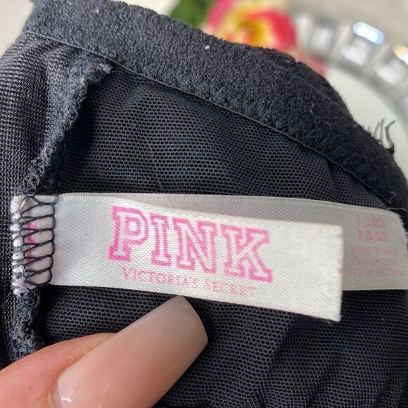 PINK Victoria’s Secret Black Lace Halter Racer Back Push Up Bralette S P D-DD - Picture 9 of 11